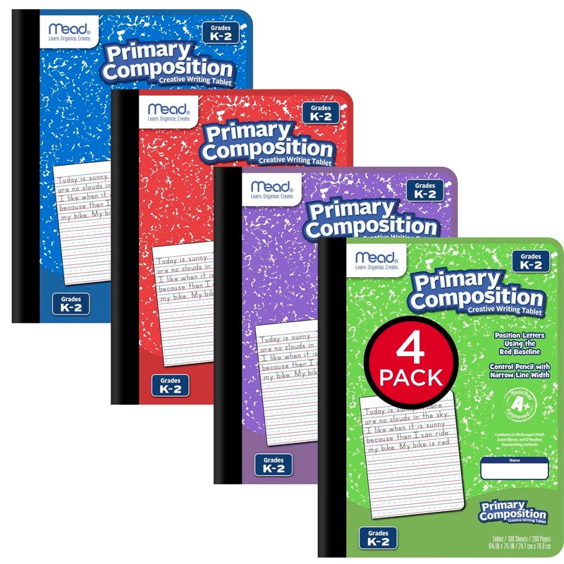 Mead Primary Composition Book, Ruled, Grades K-2, 100 Sheets, 7-1/2"" x 9-3/4"", 4 Pack (610053-ECM) - Image 2